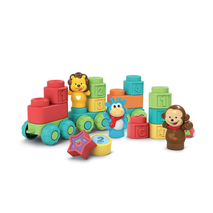 Blocos Construção Giros Soft Comboio Animais 36 Peças