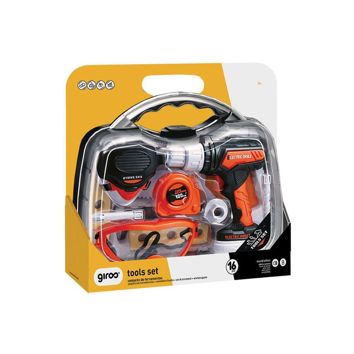 Mala de Ferramentas Giros com Berbequim Elétrico 16 Peças