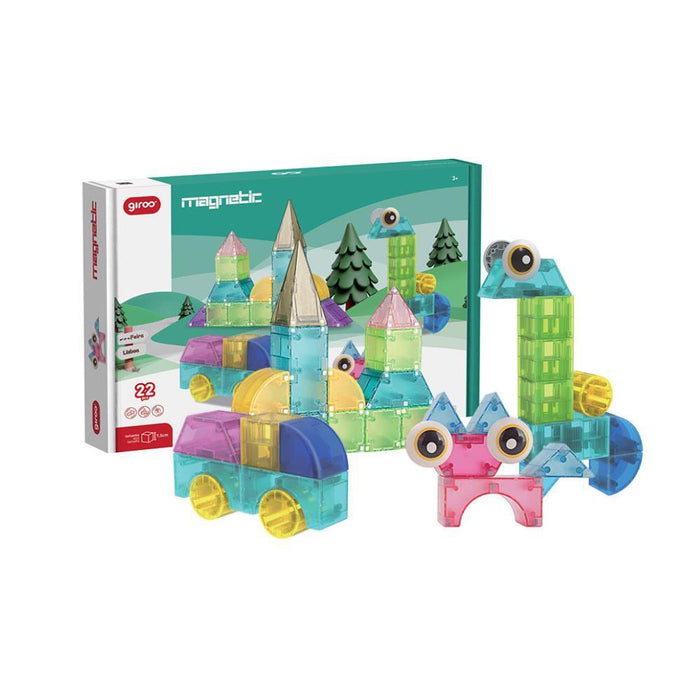 Construção Magnética Giros Blocos Transparentes 22 Peças