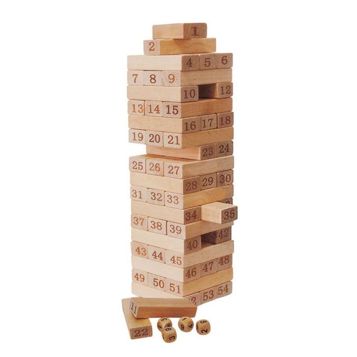 Jogo Giros Torre de Equilíbrio em Madeira Numerada 54 Peças