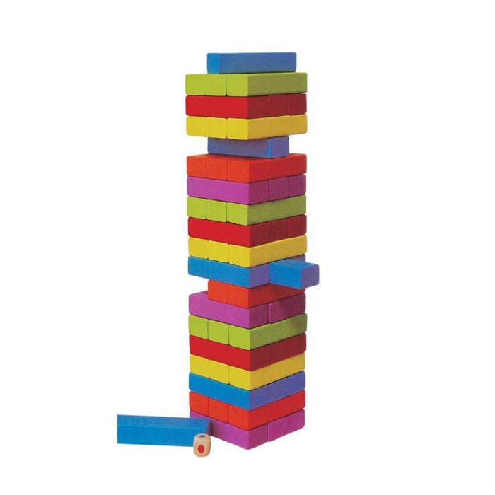 Jogo Giros Torre de Equilíbrio em Madeira Colorida 48 Peças