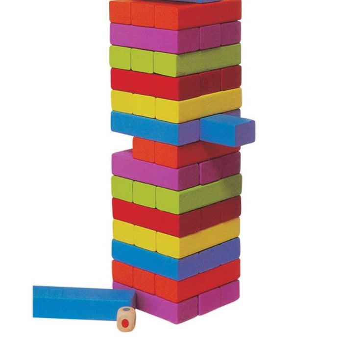 Jogo Giros Torre de Equilíbrio em Madeira Colorida 48 Peças
