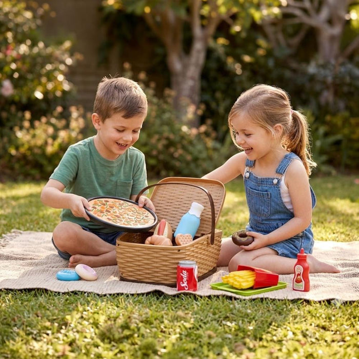 Cesta de Picnic com Pizza Giros 13 Peças