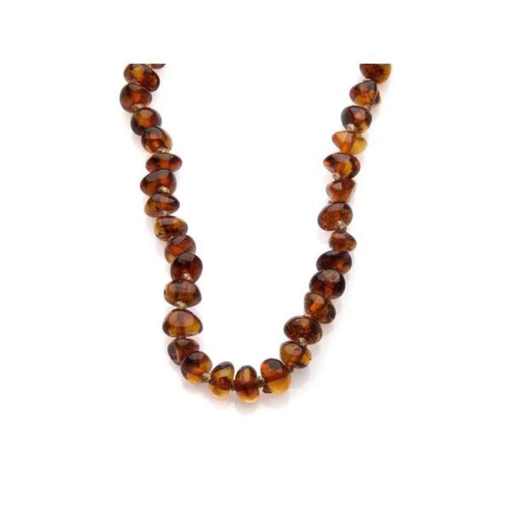 Collar de ámbar color coñac barroco Opalook para bebé con clip, 32 cm