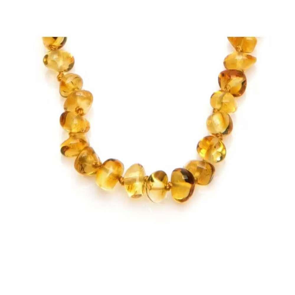 Opalook Baroque Honey Amber Baby Necklace with Clip 32cm
