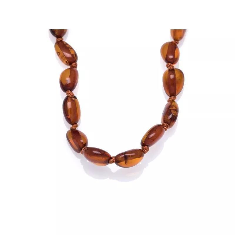 Opalook Olive Cognac Baby Amber Necklace with Clip 32cm