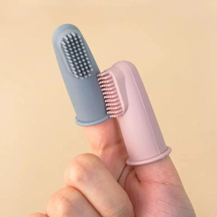 Escova de Dentes de Dedo em Silicone com Estojo Soft Pink