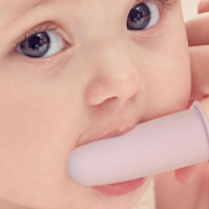 Escova de Dentes de Dedo em Silicone com Estojo Soft Pink