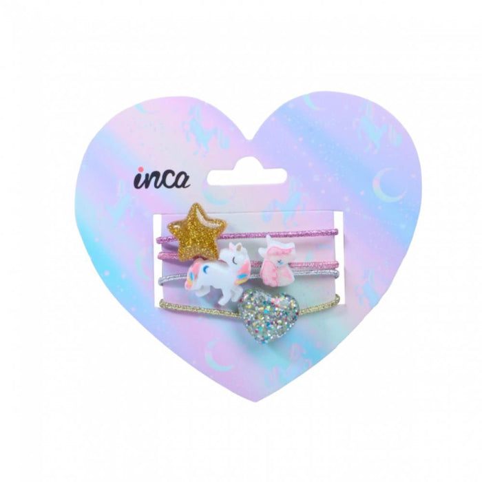 4 Elásticos para Cabelo Unicórnios, Estrela e Coração