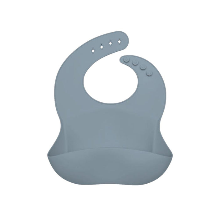 Conjunto com Babete, Colher e Garfo em Silicone Green Goose Azul