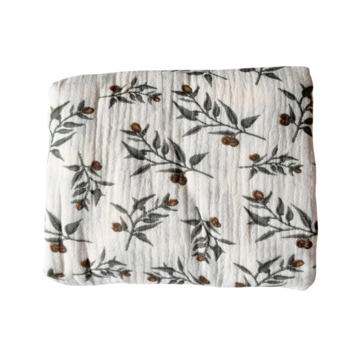 Muselina de algodón con estampado floral, Rammelaartje, 130x110cm
