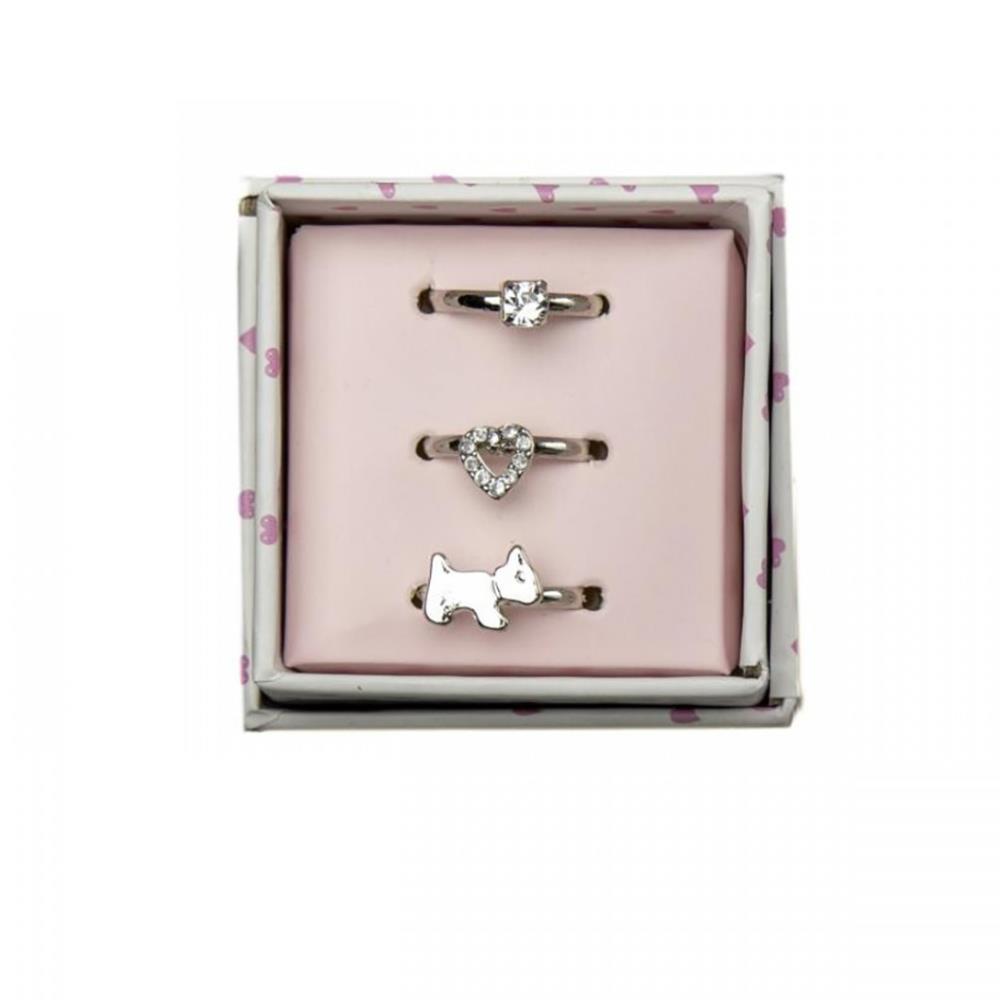 3 Anillos de Metal Piedra Inca/Corazón/Perro