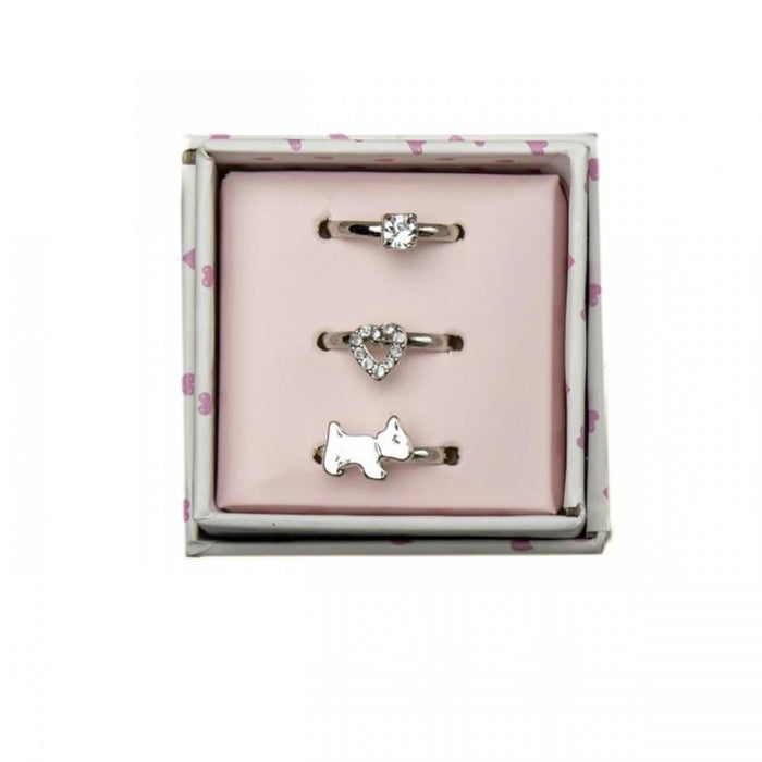 3 Anéis Metálicos Inca Pedra/Coração/Cão