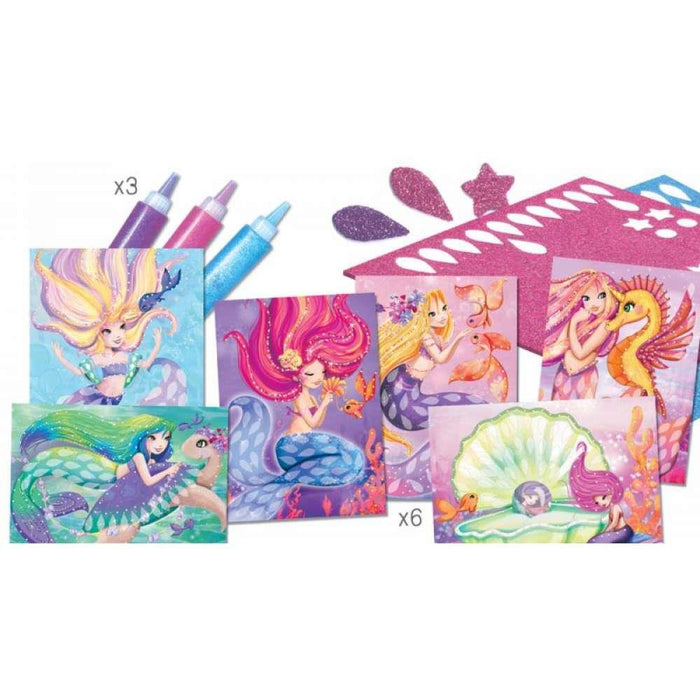 CreaLign 6 Cards to Decorate Mermaids with Glitter
