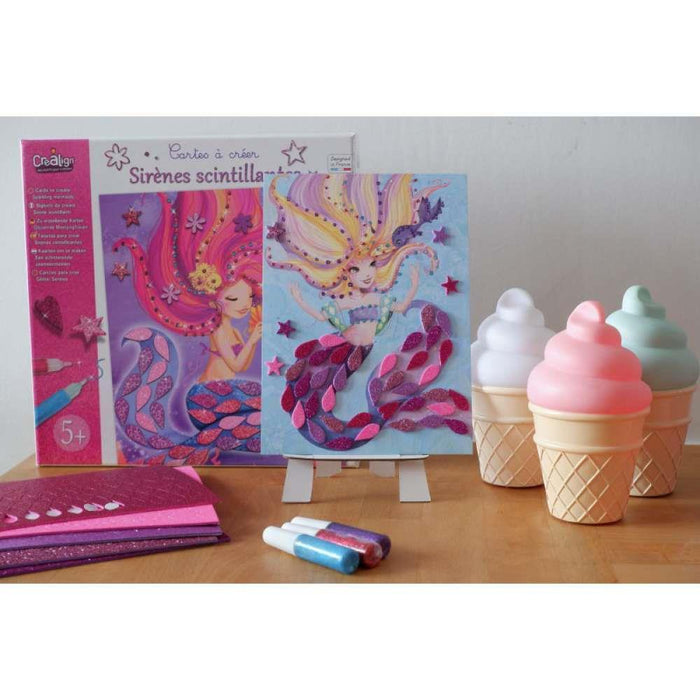 CreaLign 6 Cards to Decorate Mermaids with Glitter