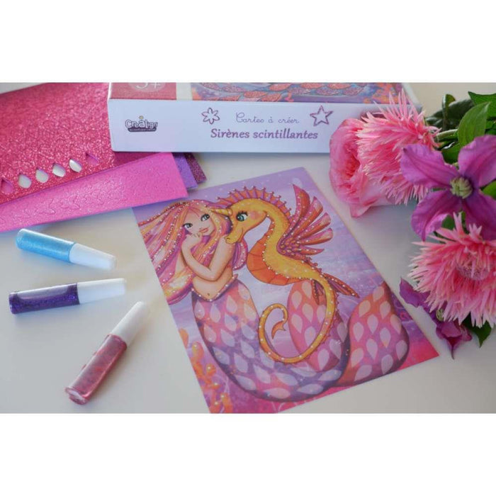 CreaLign 6 Cards to Decorate Mermaids with Glitter