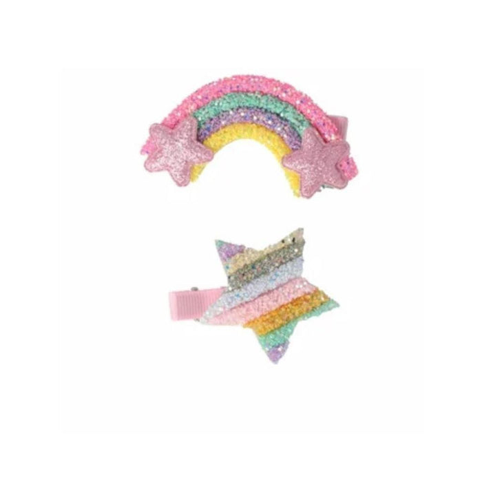 Conjunto de 2 Mini Ganchos com Arco-íris e Estrela