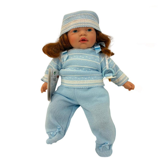 Boneca Nines D´Ónil Lana Ruiva com Tricot Azul 40cm