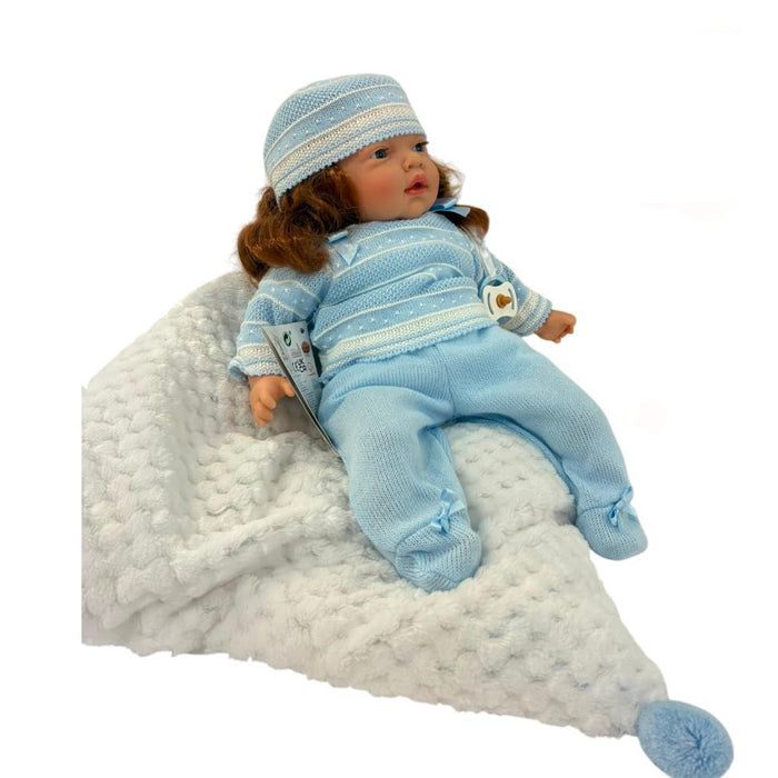 Boneca Nines D´Ónil Lana Ruiva com Tricot Azul 40cm