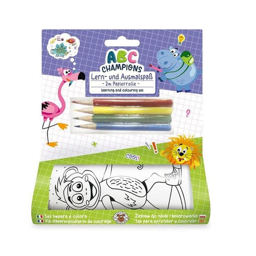 Rolo de Papel de 2 metros para Colorir e 4 Lápis Trendhaus ABC