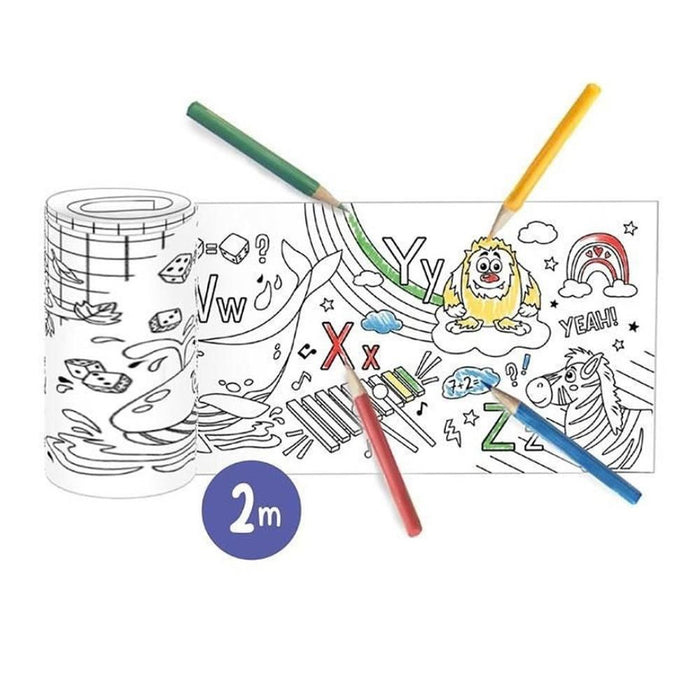 Rolo de Papel de 2 metros para Colorir e 4 Lápis Trendhaus ABC