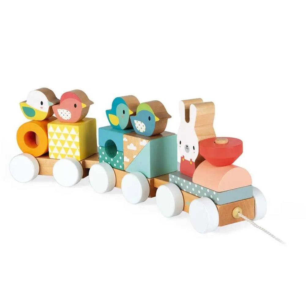 Janod Pure Wooden Pull-Along Train Animals