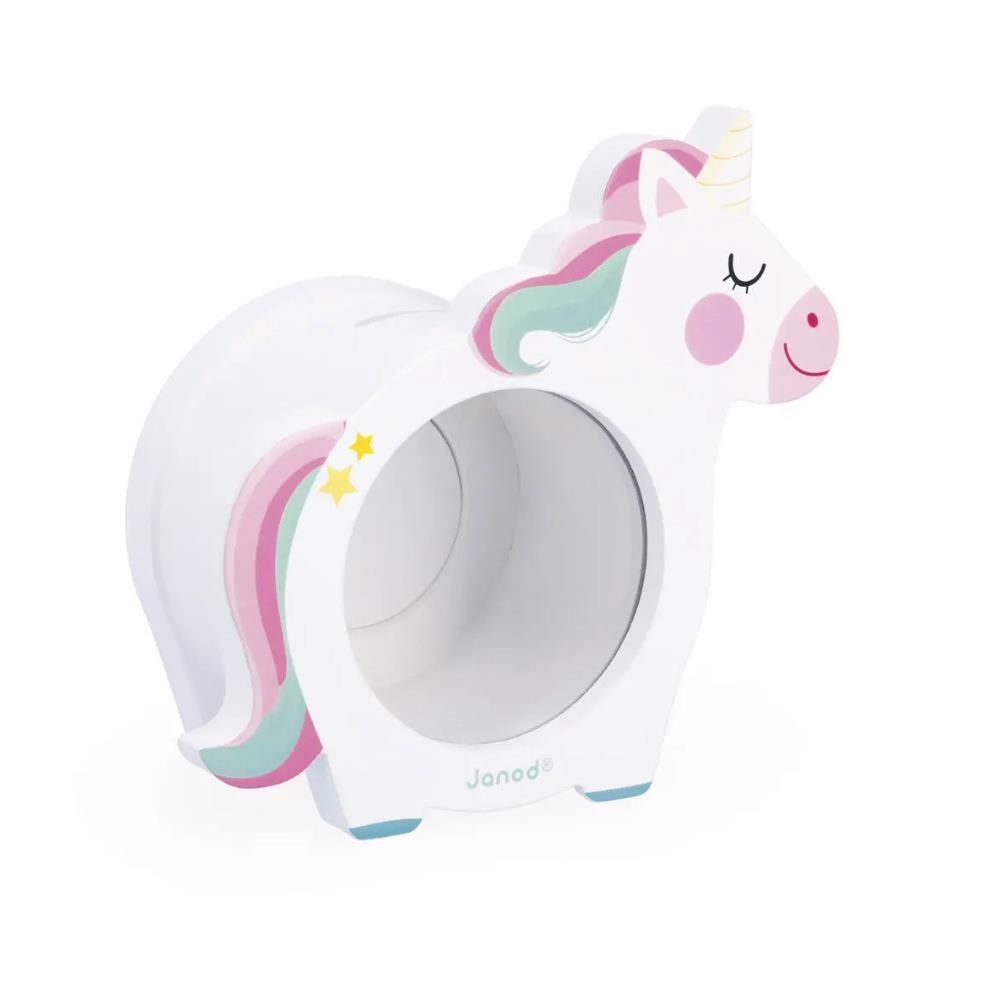 Hucha transparente con forma de unicornio de Janod