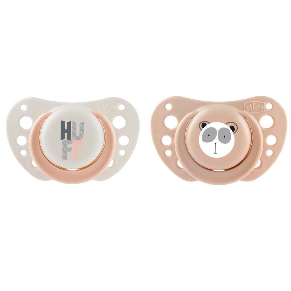 2 Chupetas Chicco Physio Forma Air em Silicone Panda Rosa  2-6m