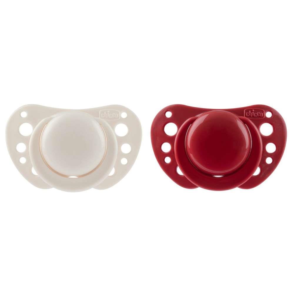 2 Physio Air Silicone Pacifiers. 6-16m Red