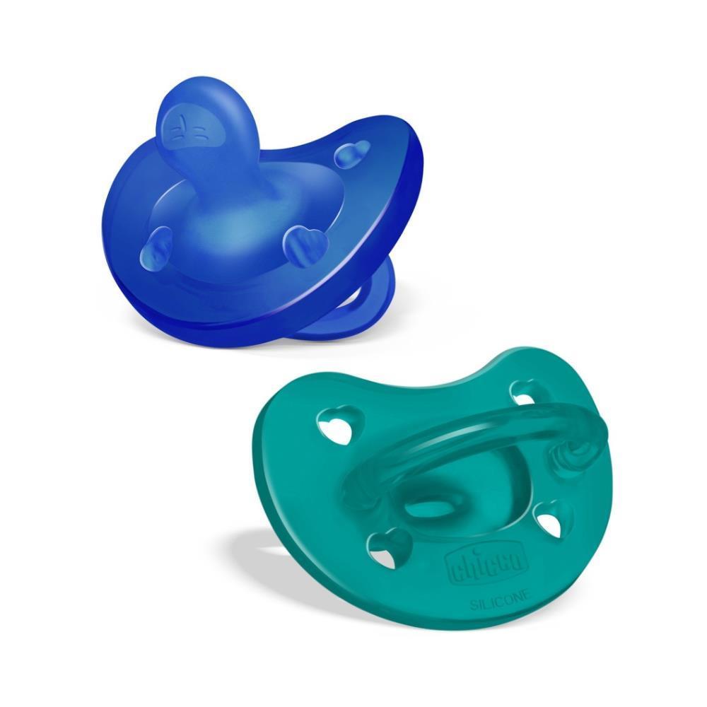 2 chupetes Chicco Physio Forma de silicona suave, azules, de 16 a 36 meses