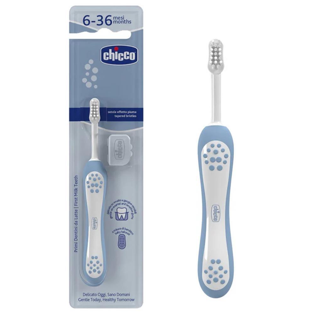 Escova Primeiros Dentes Chicco Azul 6-36m