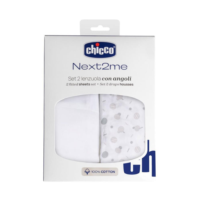Conjunto de 2 Lençóis Ajustáveis em Algodão Confetti para Chicco Next2Me