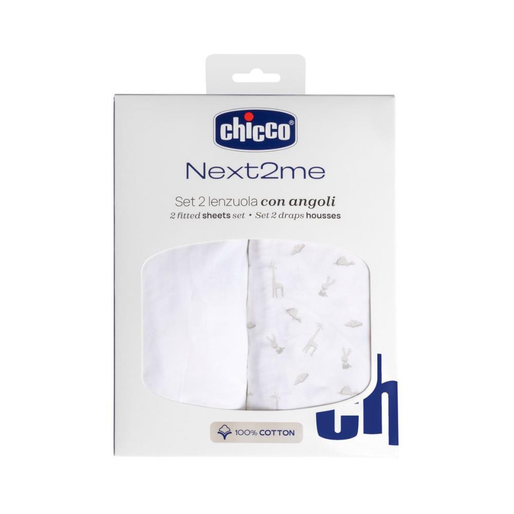 Set of 2 Cloud Cotton Fitted Sheets for Chicco Next2Me