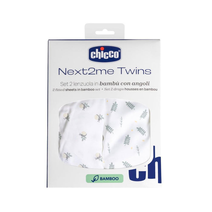 Conjunto de 2 Lençóis em Bambu Greenery para Chicco Next2Me Twins