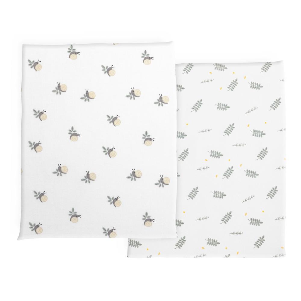 Juego de 2 sábanas de bambú con estampado de vegetación para Chicco Baby Hug