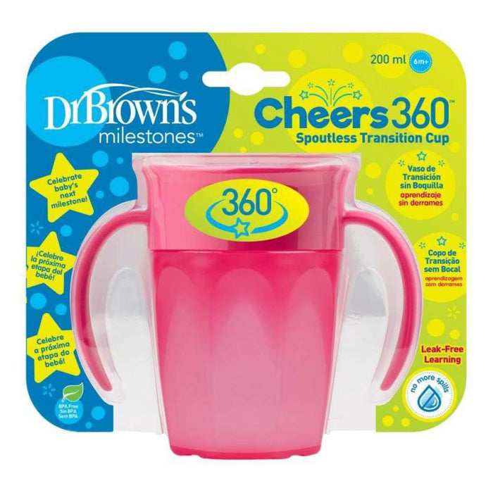 Vaso de aprendizaje 360º con asas rosas 200 ml