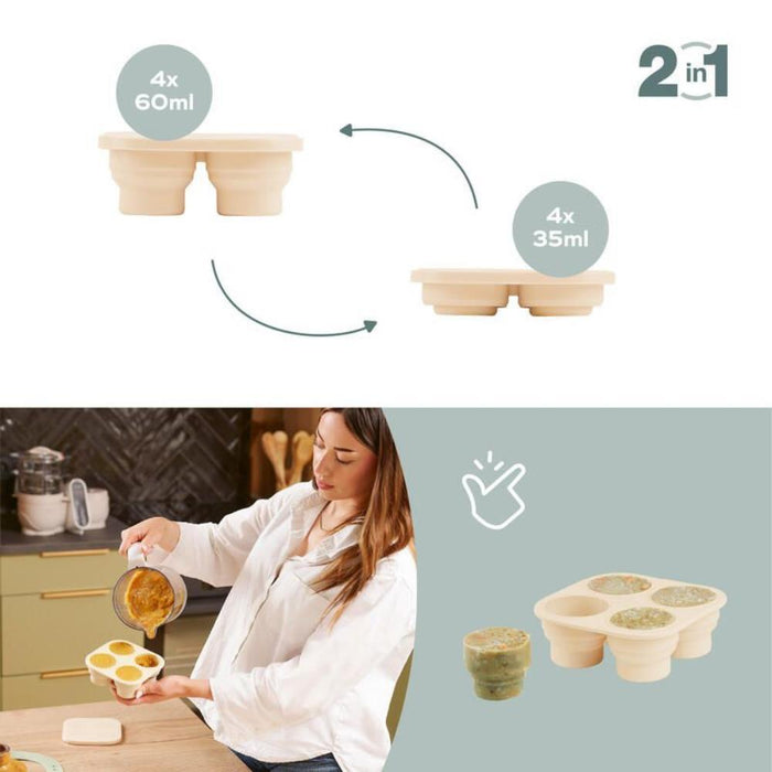 2 Bandejas para Congelador em Silicone com Tampa + Dispensador de Alimentos com Tampa Green