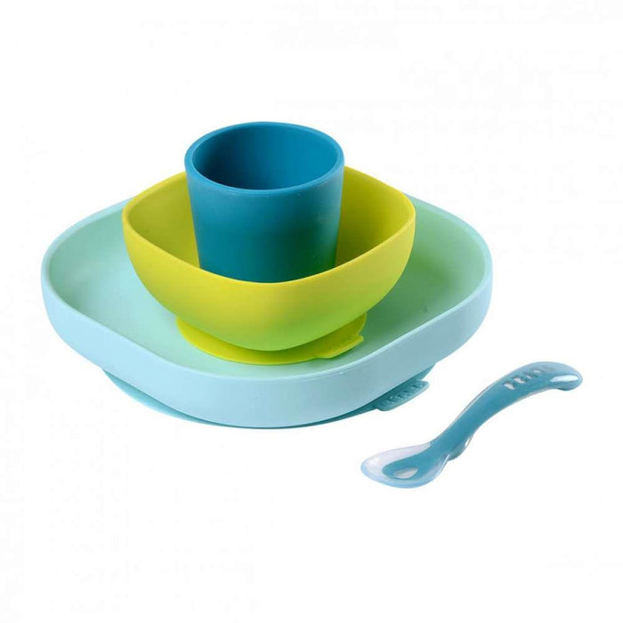 Béaba Set Comida Silicona Azul 4 Piezas