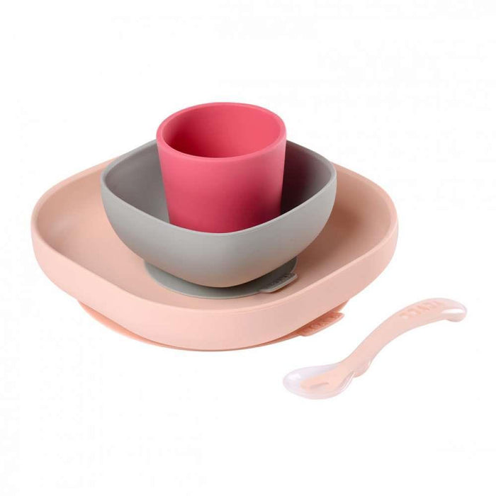 Béaba Set Comida Silicona 4 Piezas Rosa
