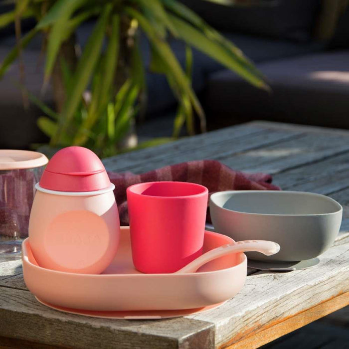 Béaba Set Comida Silicona 4 Piezas Rosa