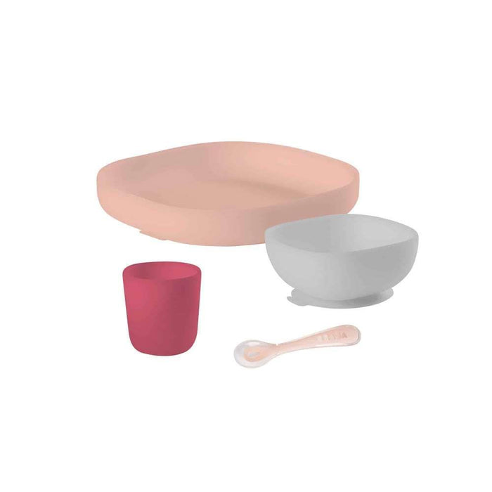 Béaba Set Comida Silicona 4 Piezas Rosa