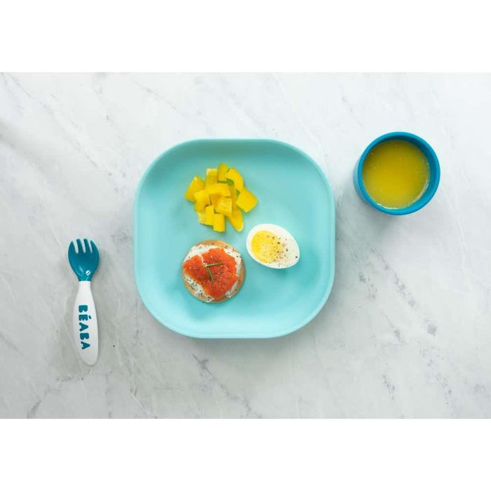 Béaba Plato de Silicona con Ventosa Azul Claro