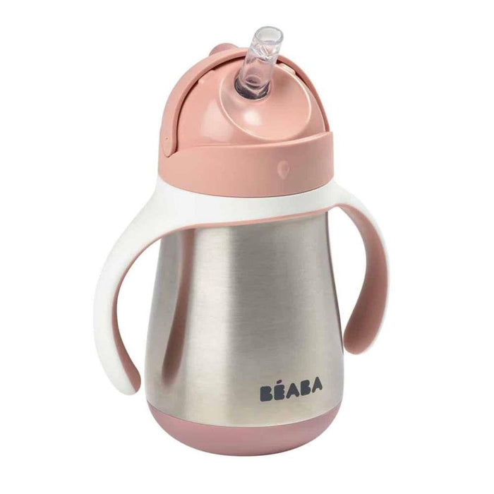 Béaba Taza Metálica con Pajita Rosa Viejo