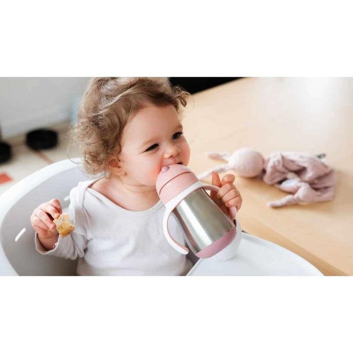 Béaba Taza Metálica con Pajita Rosa Viejo