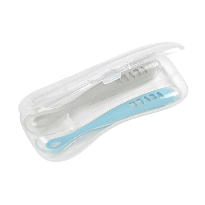 Béaba Silicone Spoons with Box 2nd Age Blue/Gray 2 Units