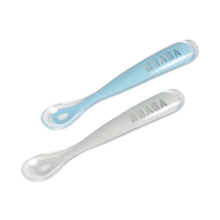 Béaba Silicone Spoons with Box 2nd Age Blue/Gray 2 Units
