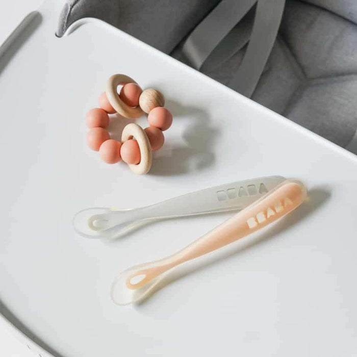 Beaba Colheres de Silicone com Caixa 2a Idade Rosa/Cinza 2 Unidades