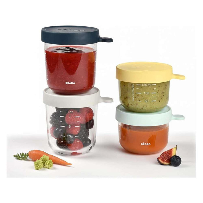 Béaba 4 Airtight Glass Food Containers 150/250ml