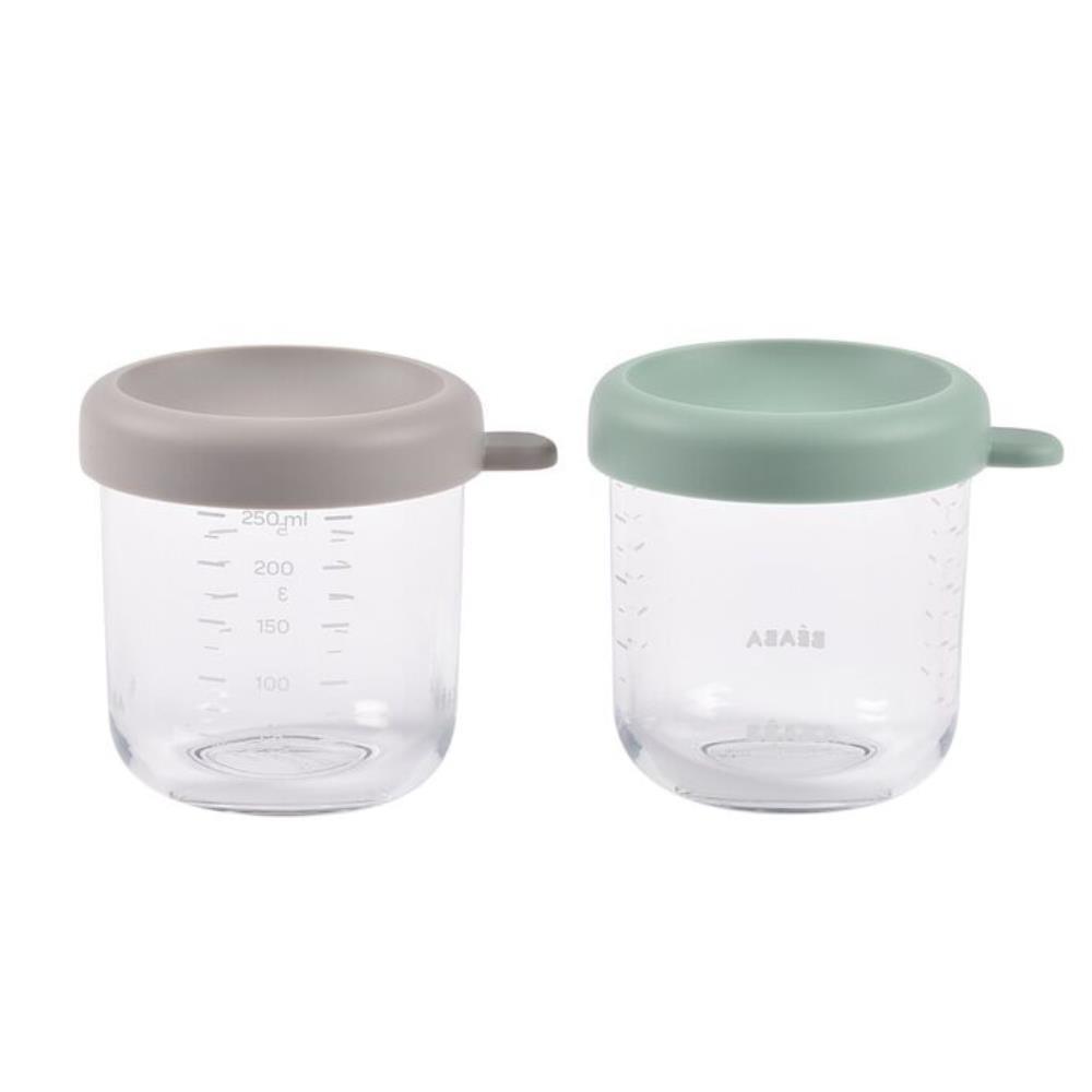 2 Recipientes de Vidro Beaba Sage Green/Gazelle 250ml