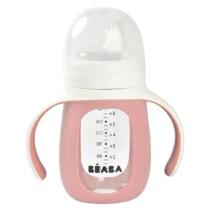 Copo de Transição 2em1 em Vidro Beaba Old Pink 4-36m 210ml